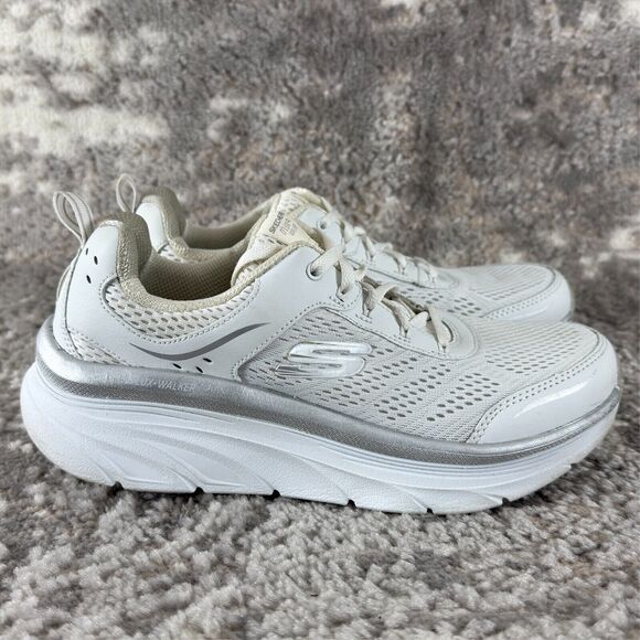 Skechers Womens Size 9.5 Leather SN 149023 Lace White Sneakers Relaxed Fit Shoes - Picture 4 of 10